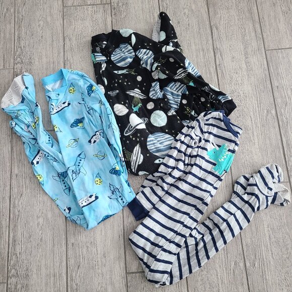 Carter's toddler boys zippered long pajamas blue space and dinosaur size 5T - Picture 1 of 7